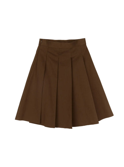 high-waist-pleated-midi-skirt-cm525 / Brown