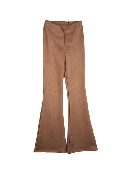 solid-slim-fit-suede-pants-cn408 / Brown