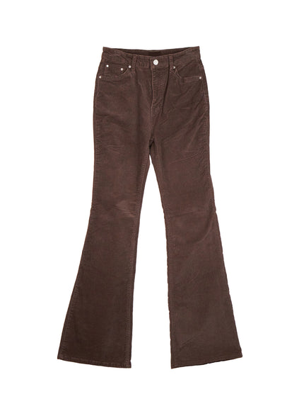 solid-slim-fit-corduroy-pants-cn425 / Brown