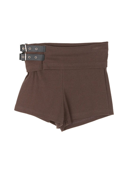 buckle-detail-folding-shorts-cu511 / Brown