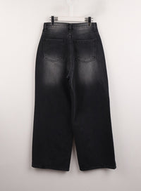 Denim Mid-Waist Pocket Wide Leg Jeans CJ415 - Acubi style | LEWKIN