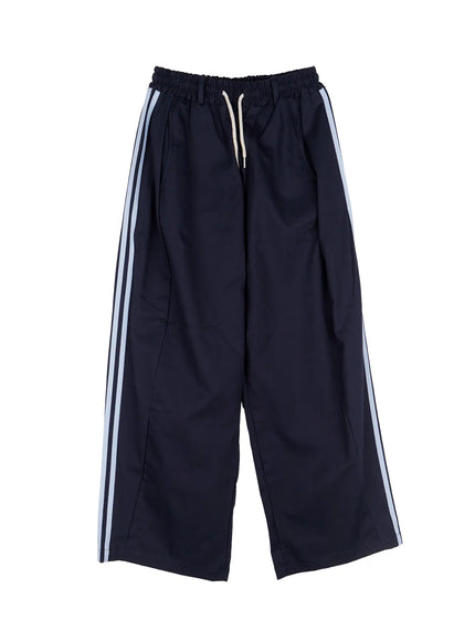 double-stripe-wide-cotton-pants-co501 / Dark blue