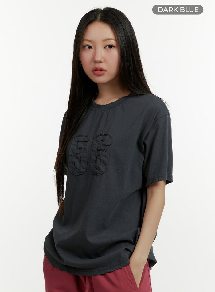 oversized-patches-t-shirt-cy408 / Dark blue