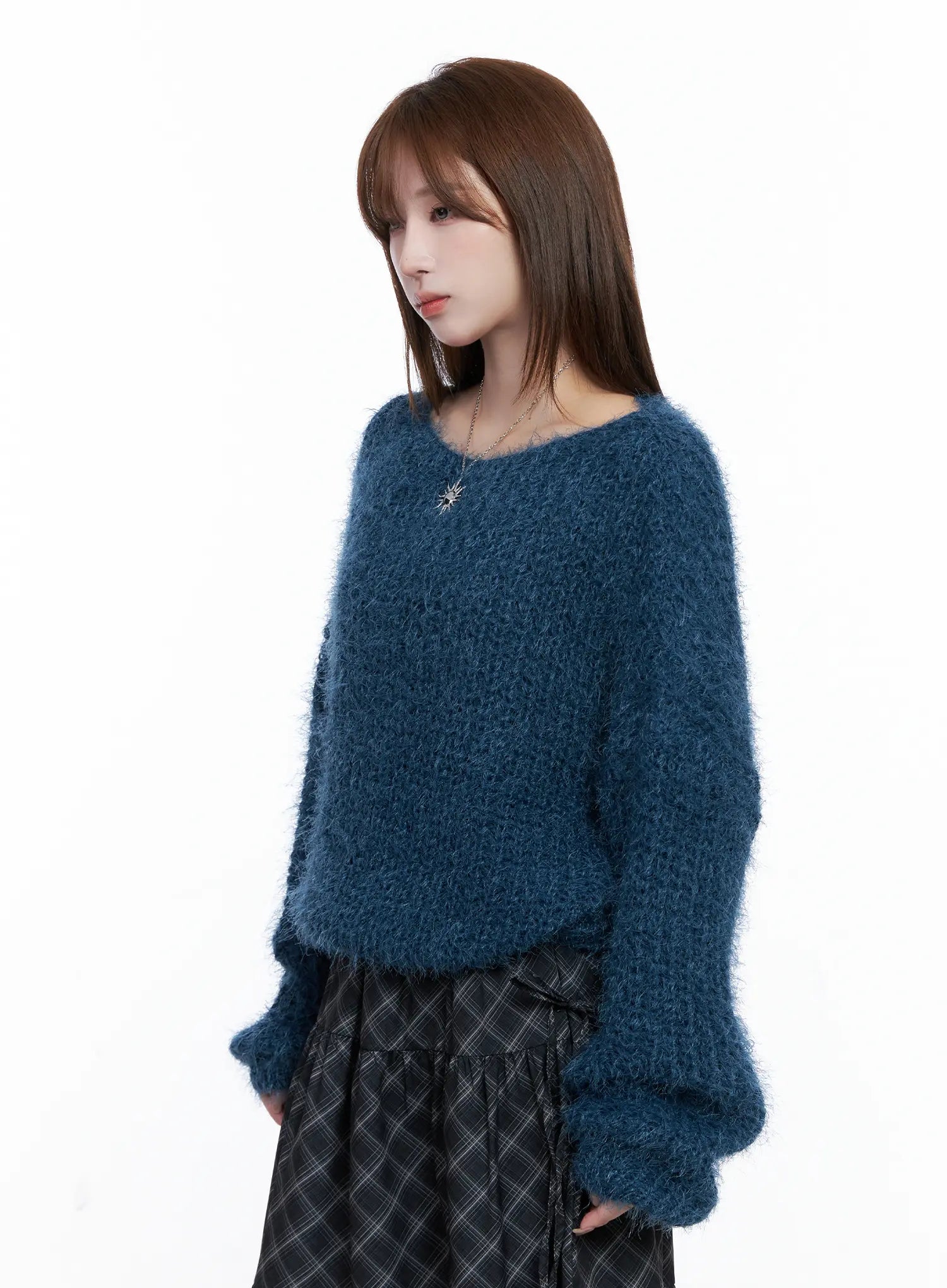 fluffy-boatneck-sweater-cg529 / Dark blue