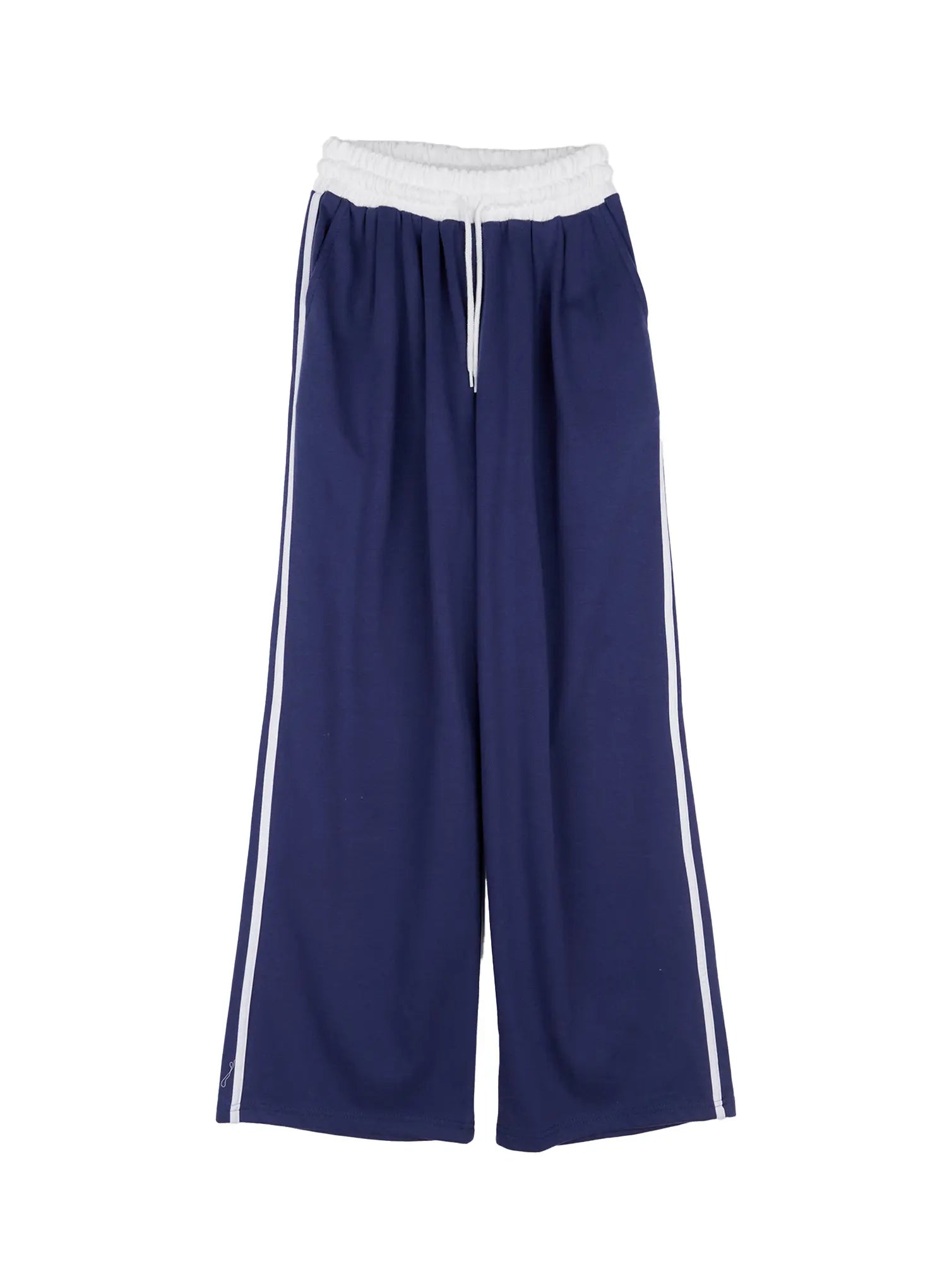striped-contrast-wide-leg-sweatpants-cs524 / Dark blue
