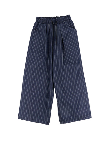 striped-embroidered-balloon-pants-cj523 / Dark blue