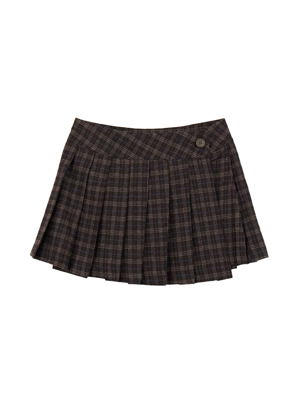 check-pleated-mini-skirt-cj501 / Dark brown