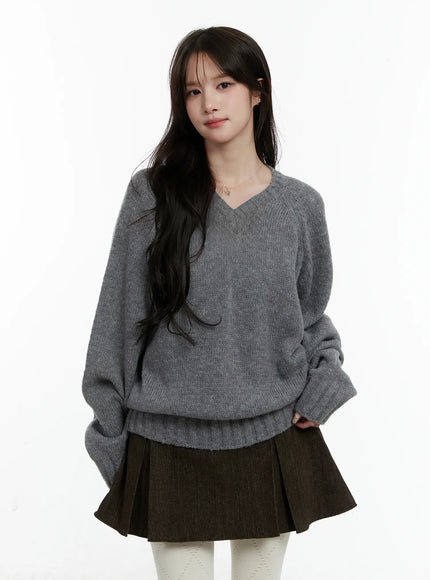 oversized-v-neck-sweater-cd523 / gray