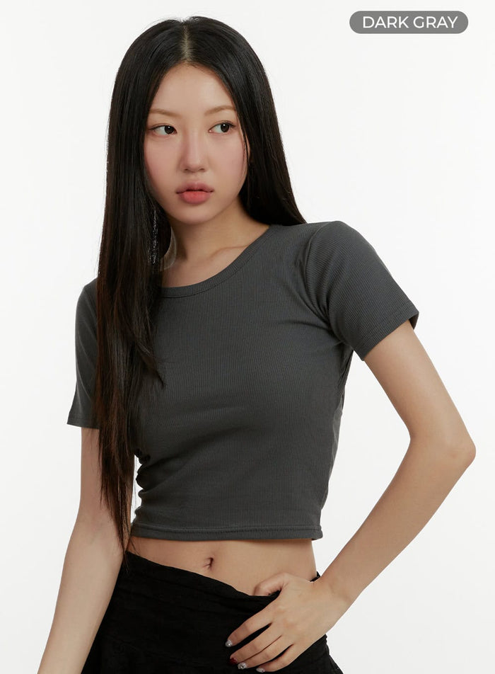 cut-out-back-crop-top-cy408 / Dark gray