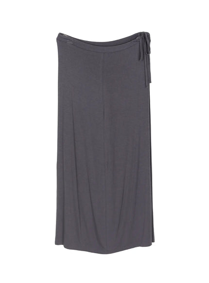 basic-drawstring-maxi-skirt-cu517 / Dark gray