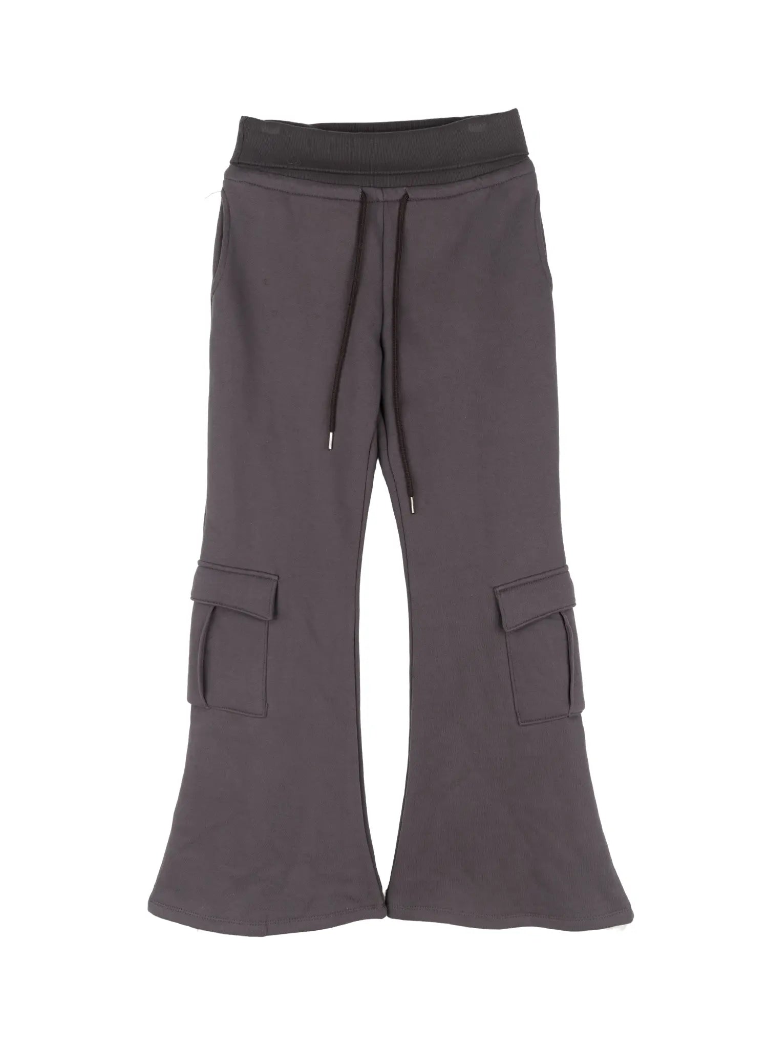 high-waist-cargo-bootcut-pants-cd517 / Dark gray