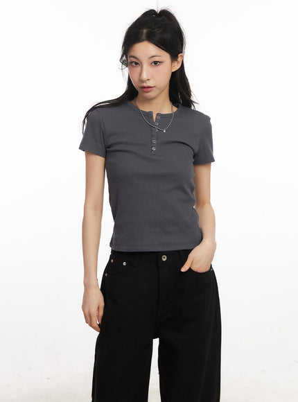essential-henley-button-top-ca516 / Dark gray