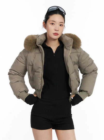 trimmed-cropped-puffer-jacket-cd505 / Dark beige