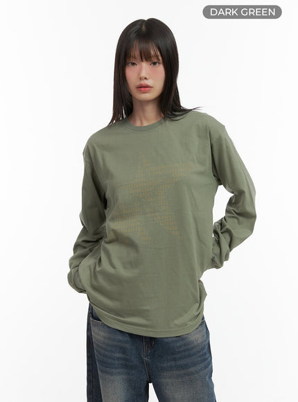 basic-loose-fit-long-sleeve-tee-co410 / Dark green