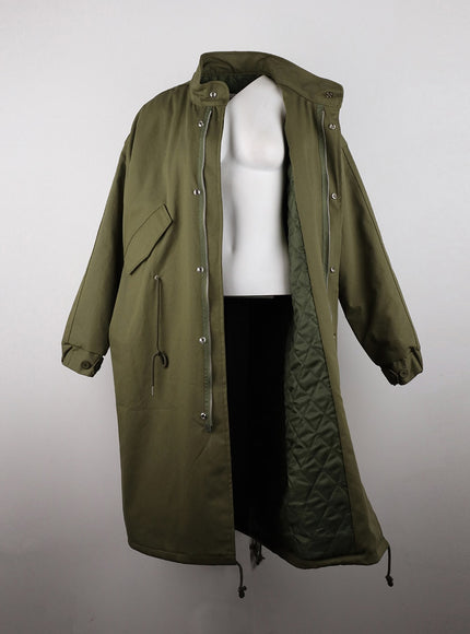 collar-solid-zipper-drawstring-long-jacket-cd328