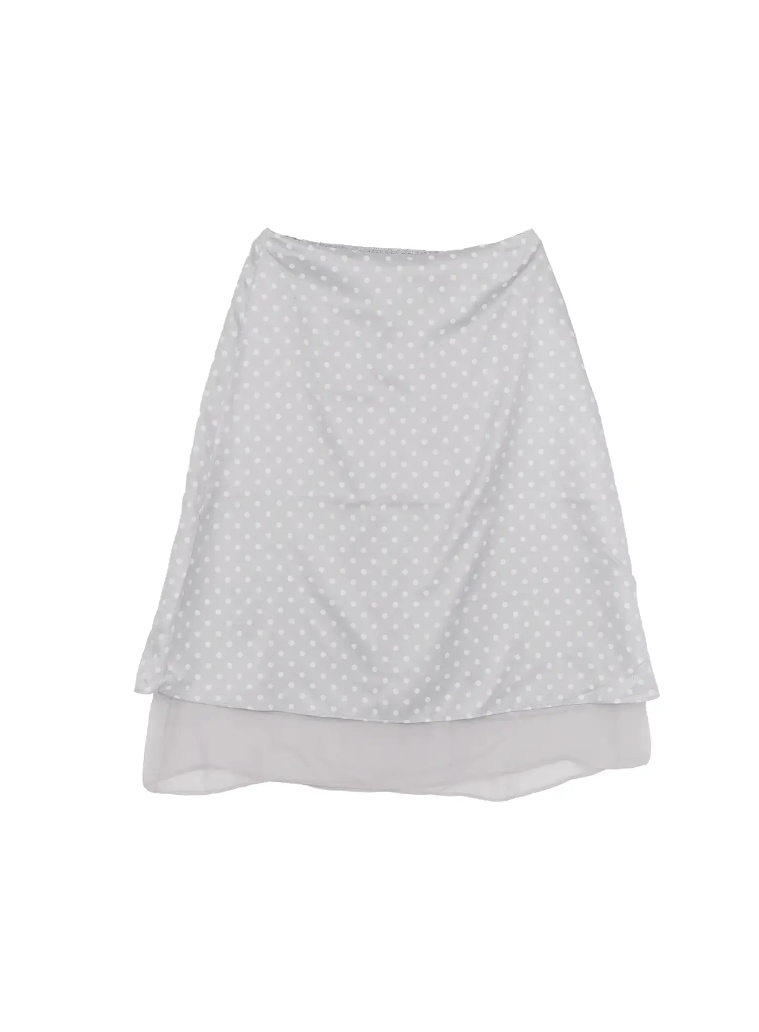 layered-polka-dot-satin-midi-skirt-cm520 / Gray