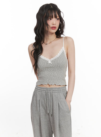 floral-lace-trim-cami-cj528 / Gray