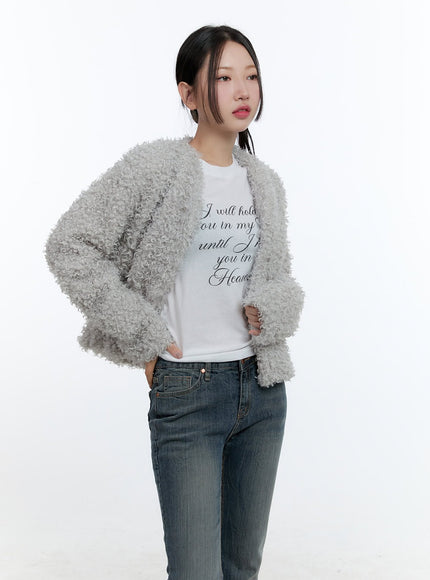 luxe-faux-fur-jacket-cd420 / Gray