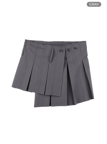 asymmetrical-wrap-pleated-mini-skirt-cm429 / Gray