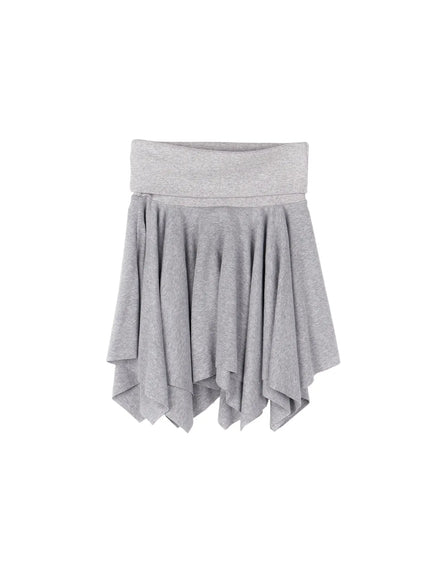 flowy-handkerchief-hem-mini-skirt-ca514 / Gray