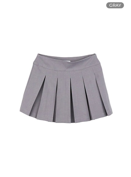 chic-pleat-detail-mini-skirt-cs412 / Gray