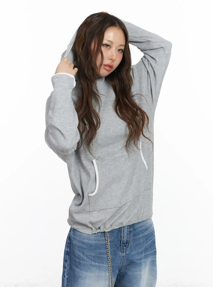 relaxed-fit-contrast-hoodie-cf513 / Gray