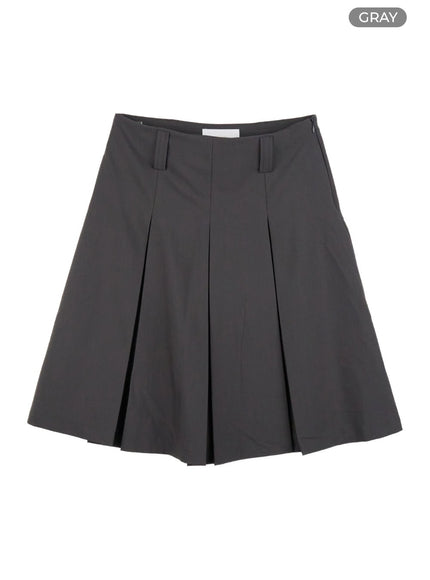 box-pleat-midi-skirt-cg409 / Gray