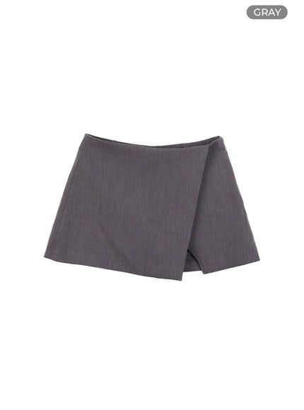 basic-slit-mini-skorts-cy417 / Gray