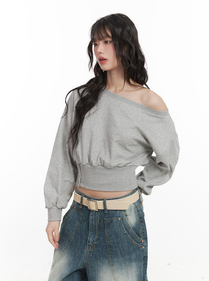 side-buttoned-crop-sweater-cj524 / Gray