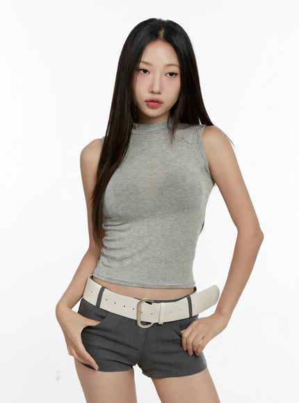 mock-neck-tank-top-cg501 / Gray