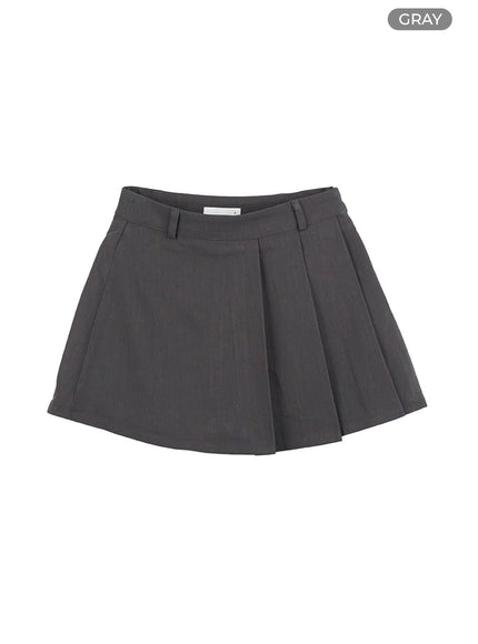 solid-pleated-mini-skirt-cs404 / Gray