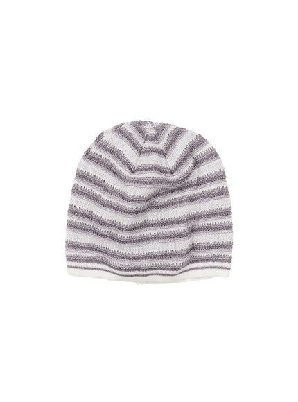 casual-striped-knit-beanie-cy514 / Gray