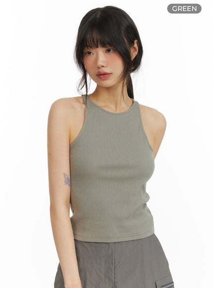 solid-halter-tank-top-cm413 / Green