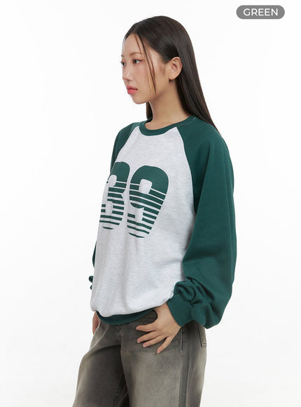 graphic-raglan-cotton-sweatshirt-cs404 / Green