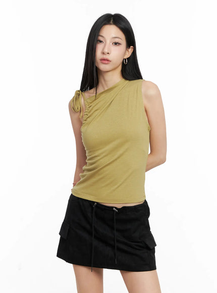 ruched-string-crop-top-cc1109 / Dark yellow