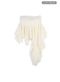 lace-ruffle-asymmetrical-mini-skirt-cy408 / Light beige