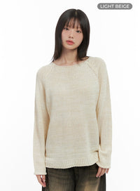 essential-long-sleeve-knit-sweater-cs412 / Light beige