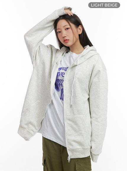 two-way-zipper-hoodie-co417 / Light beige