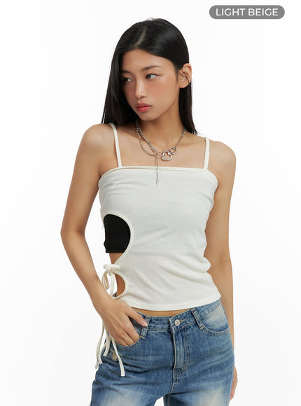 side-cut-out-solid-cami-top-ca424 / Light beige