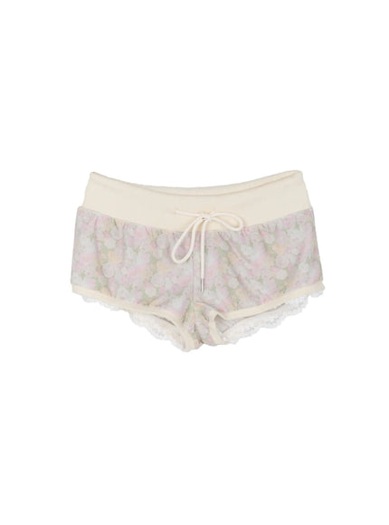 floral-print-terry-cotton-shorts-cu511 / Light beige