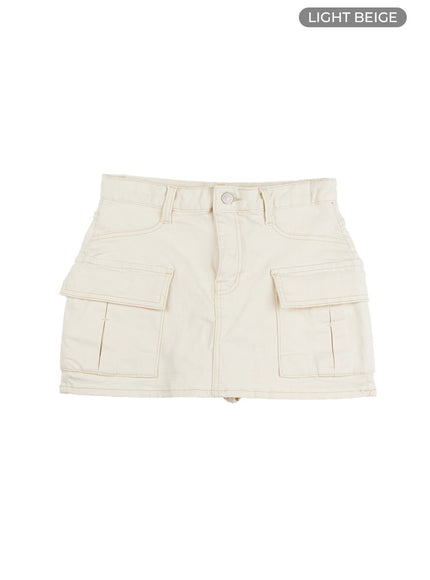 cargo-pocket-mini-skirt-cl401 / Light beige