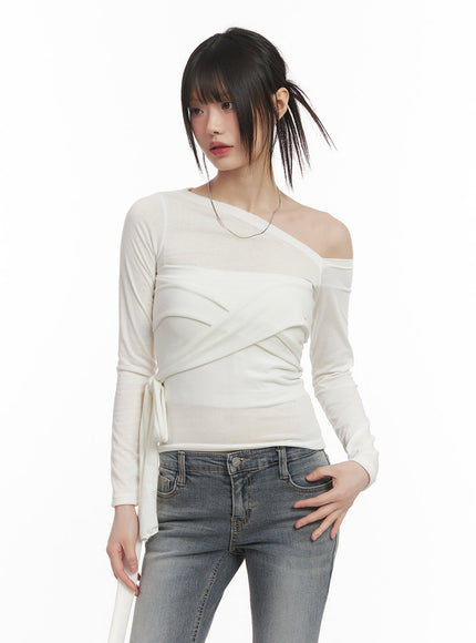 wrap-asymmetric-slim-fit-top-cf518 / Light beige