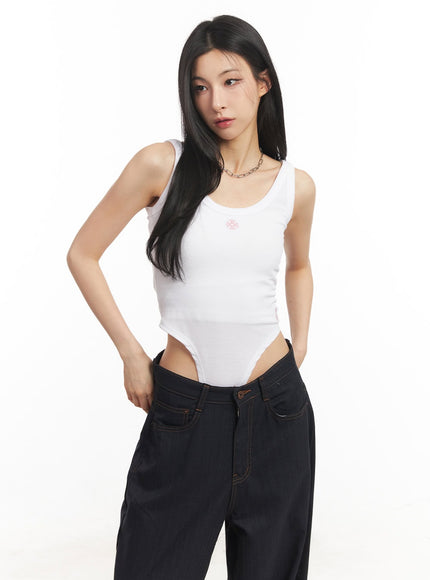 embroidered-bodysuit-tank-top-ca504 / White