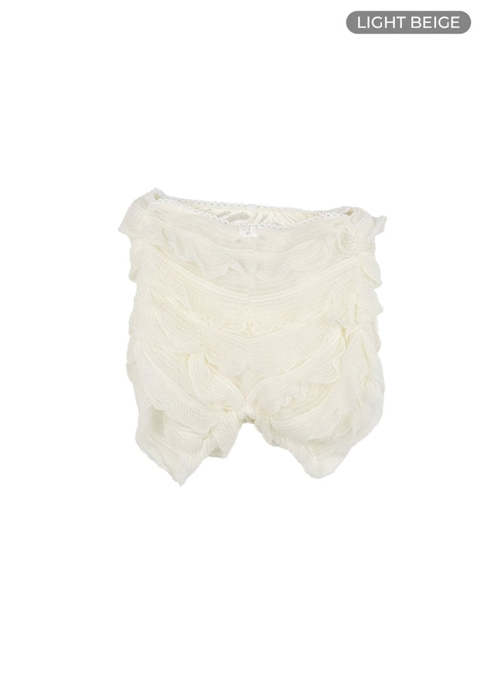frill-lace-shorts-cy416 / Light beige