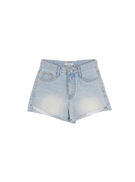 basic-high-waist-denim-shorts-cy514 / Light blue