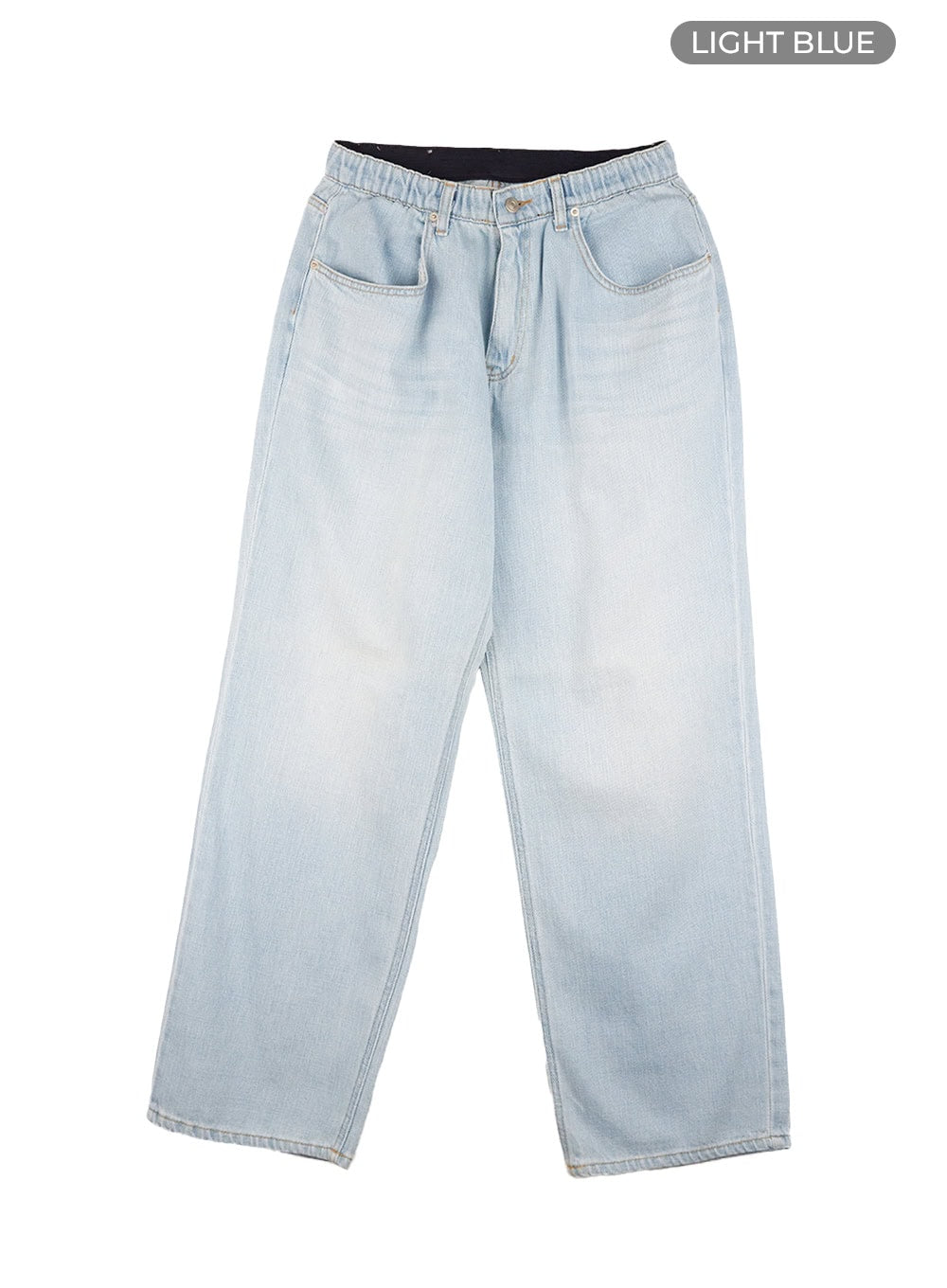 Men's Washed Cotton Denim Jeans CL429 in Light blue, size L