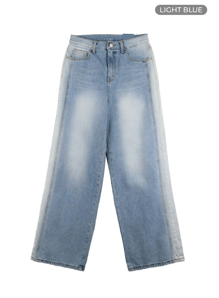 contrasting-low-waist-baggy-jeans-ca422 / Light blue