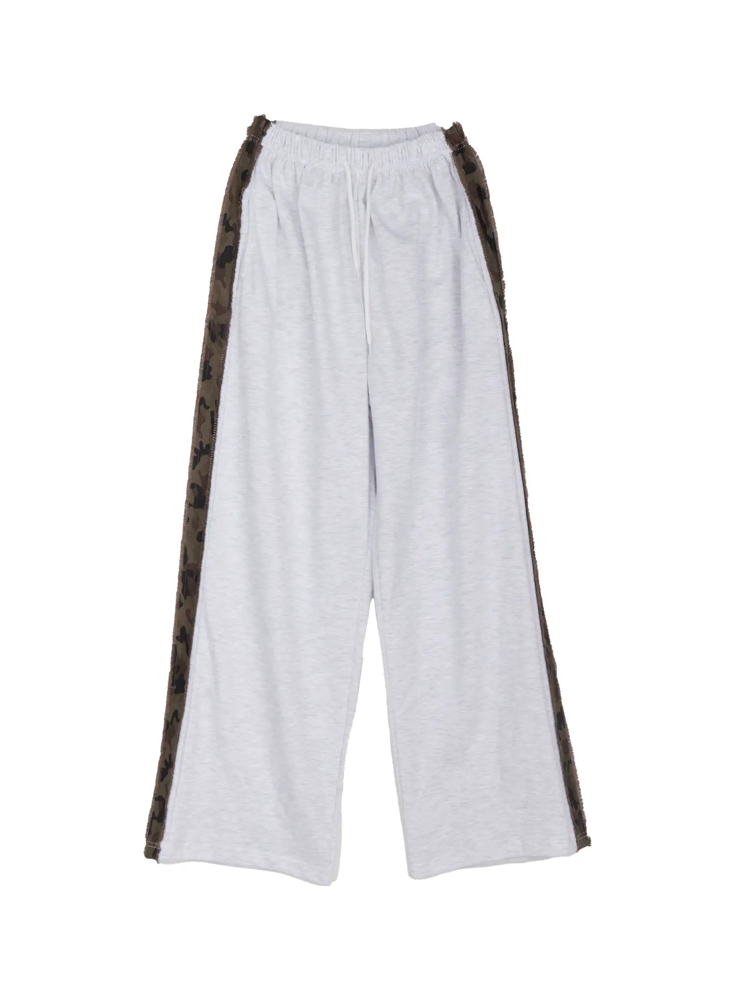 camo-accent-wide-leg-sweatpants-co514 / Light gray