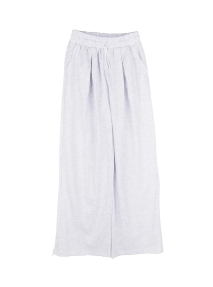 pintuck-wide-leg-sweatpants-cs519 / Light gray