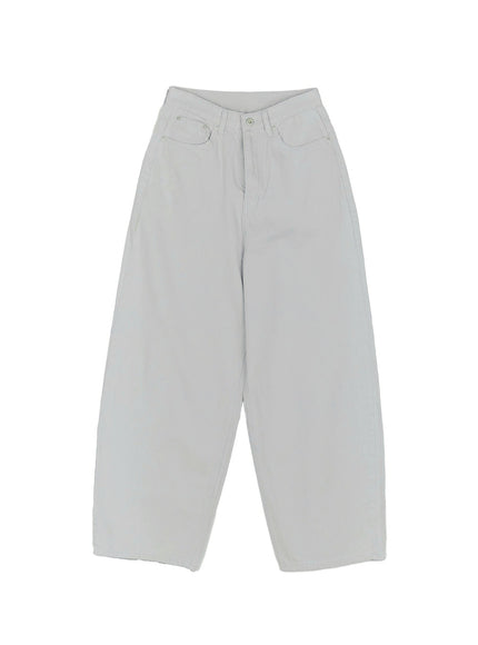 studded-wide-fit-cotton-pants-cf519 / Light gray